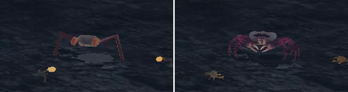 Before and after: the procedural crab and the new uçá crab